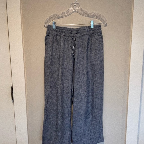 H&M Pants - H&M Blue and White Cropped Wide Leg Pants - 6